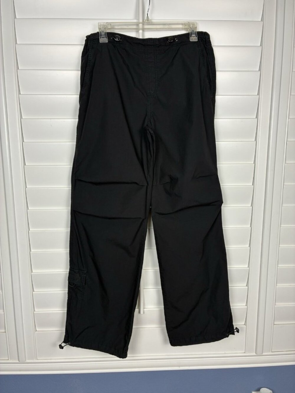 Garage Women’s XS Black Parachute Cargo Pants with Drawstring Hems